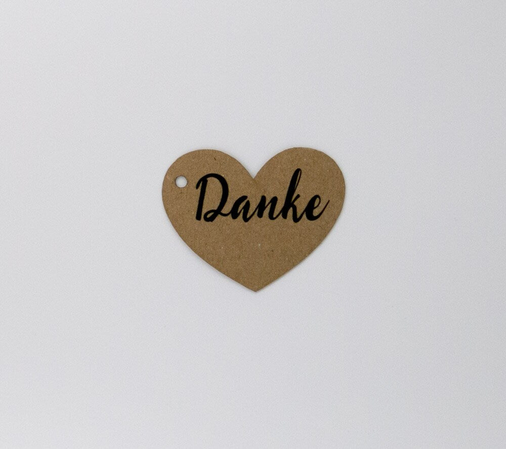 Anhänger in Herz Form mit Text " Danke "