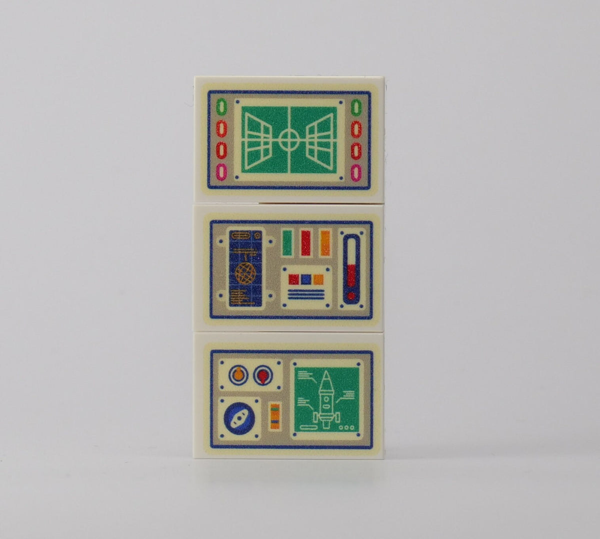 1 Set mit 3 Lego Steine Fliesen #3 mit Control Motiven