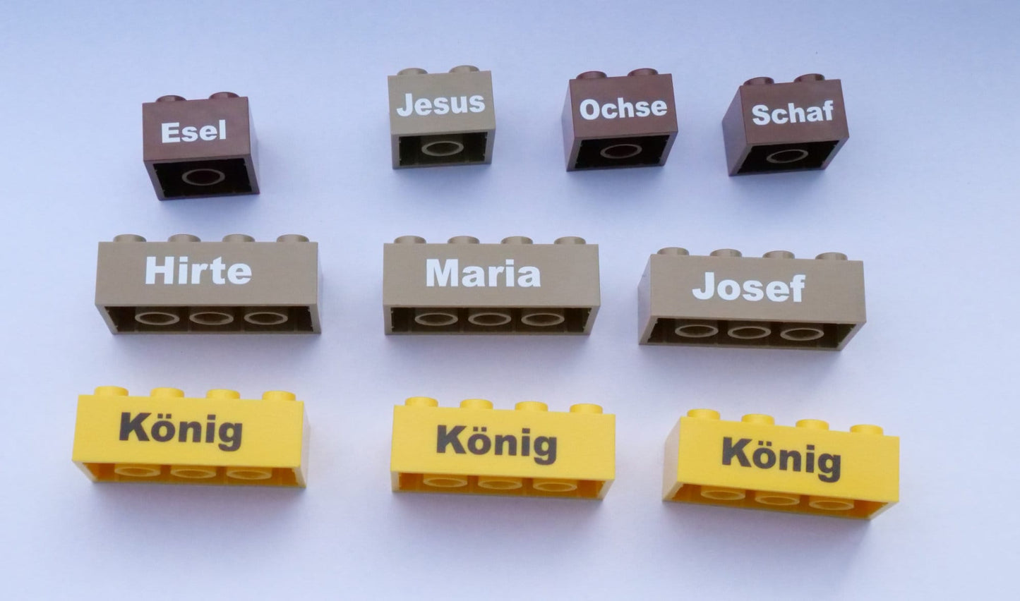 Krippe 10 bedruckte Steine Lego 2x 4 und 2x 2 Steine