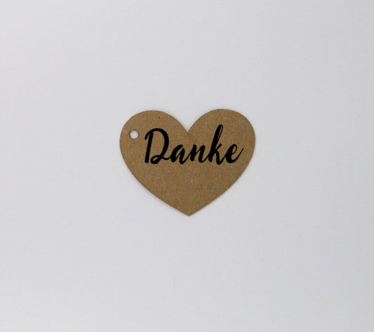 Anhänger in Herz Form mit Text " Danke "