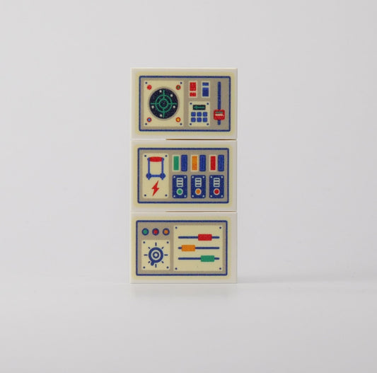 1 Set mit 3 Lego Steine Fliesen #1  mit Control Motiven