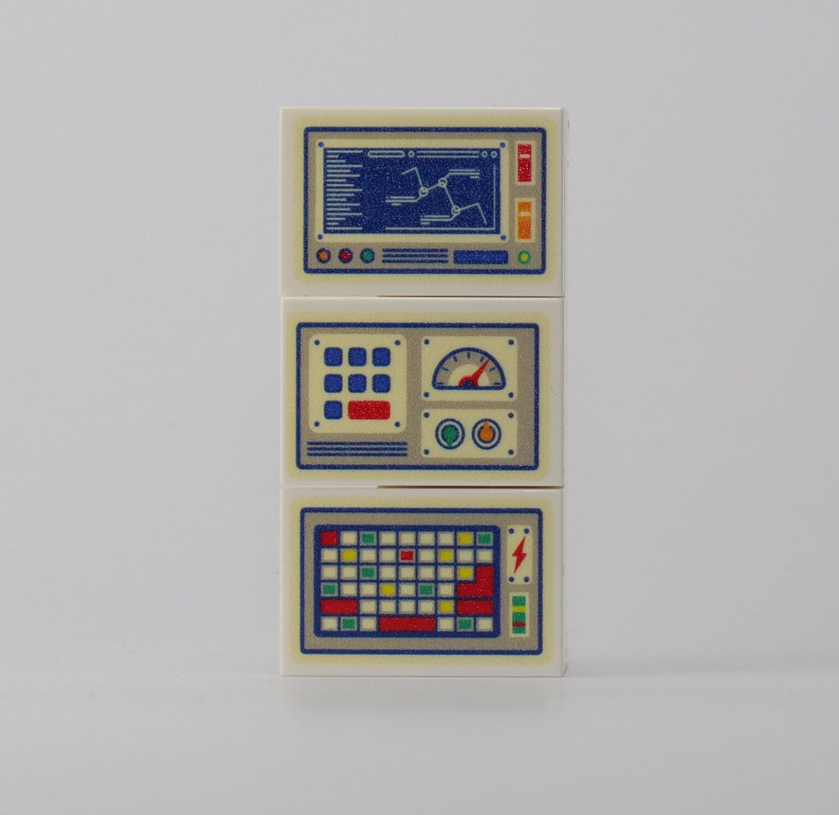 1 Set mit 3 Lego Steine Fliesen #2  mit Control Motiven