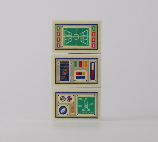 1 Set mit 3 Lego Steine Fliesen #3  mit Control Motiven