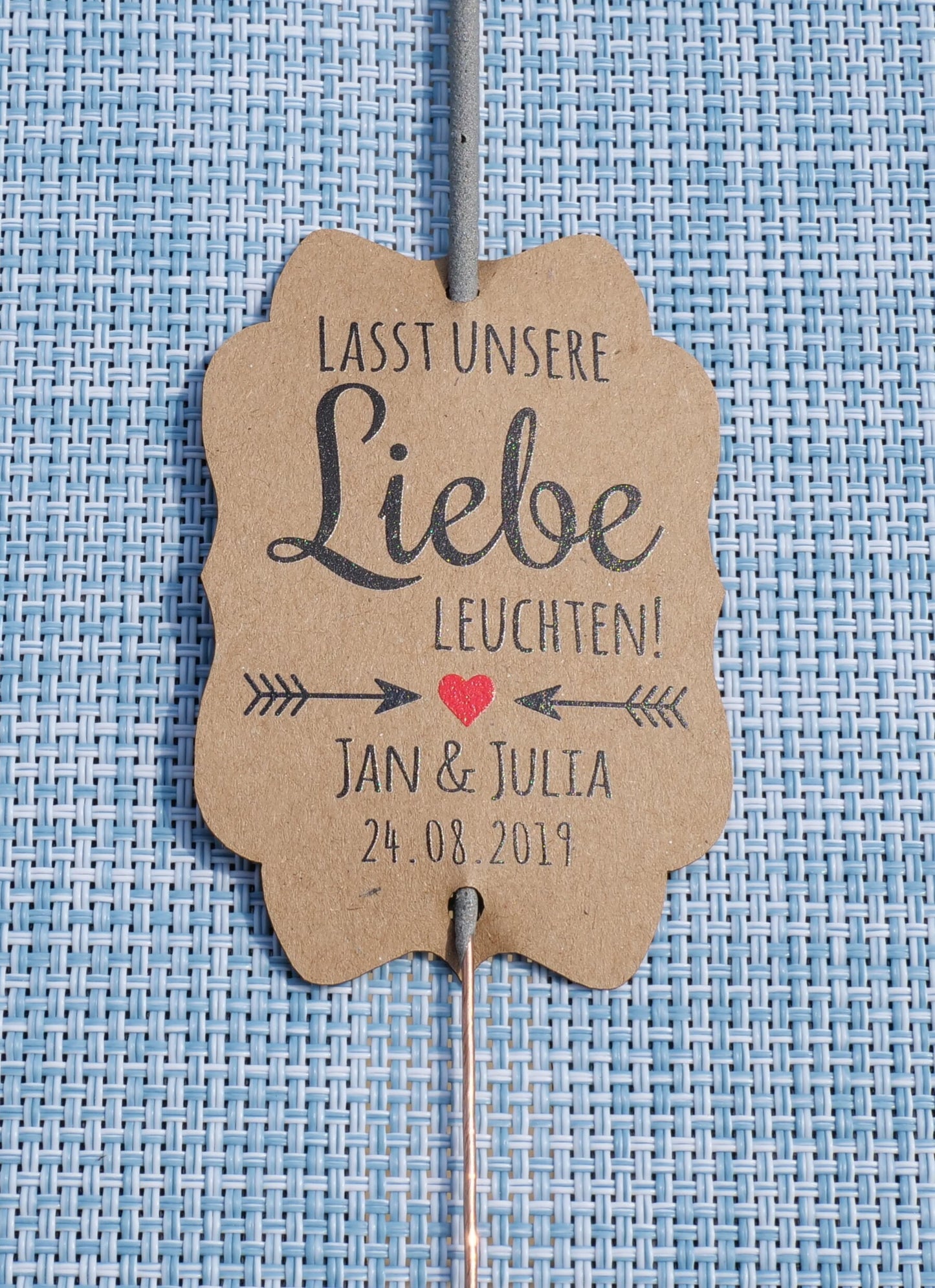 10 Personalisierte Wunderkerzenhalter Anhänger  Personalisierte mit Pfeil und Herz Anhänger