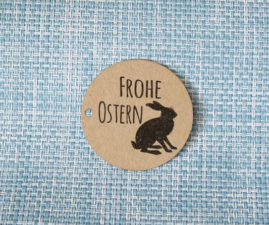 Anhänger in rund " „ Frohe Ostern "  45mm Durchmesser für Osterpost, Osterkarten, Ostergeschenk